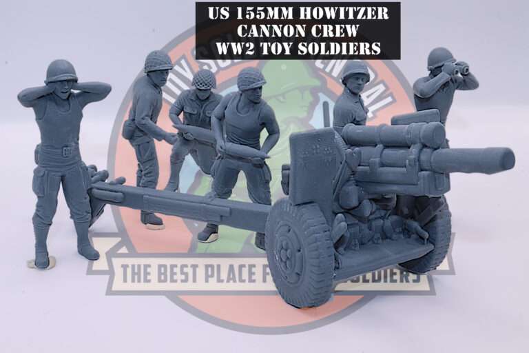 WW2 US 155M Howitzer Cannon And Crew