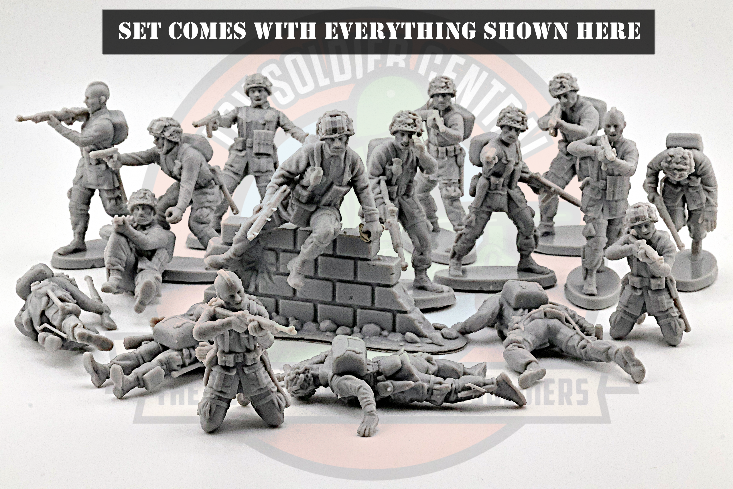 entire squad us paratroopers series 3 grey army men