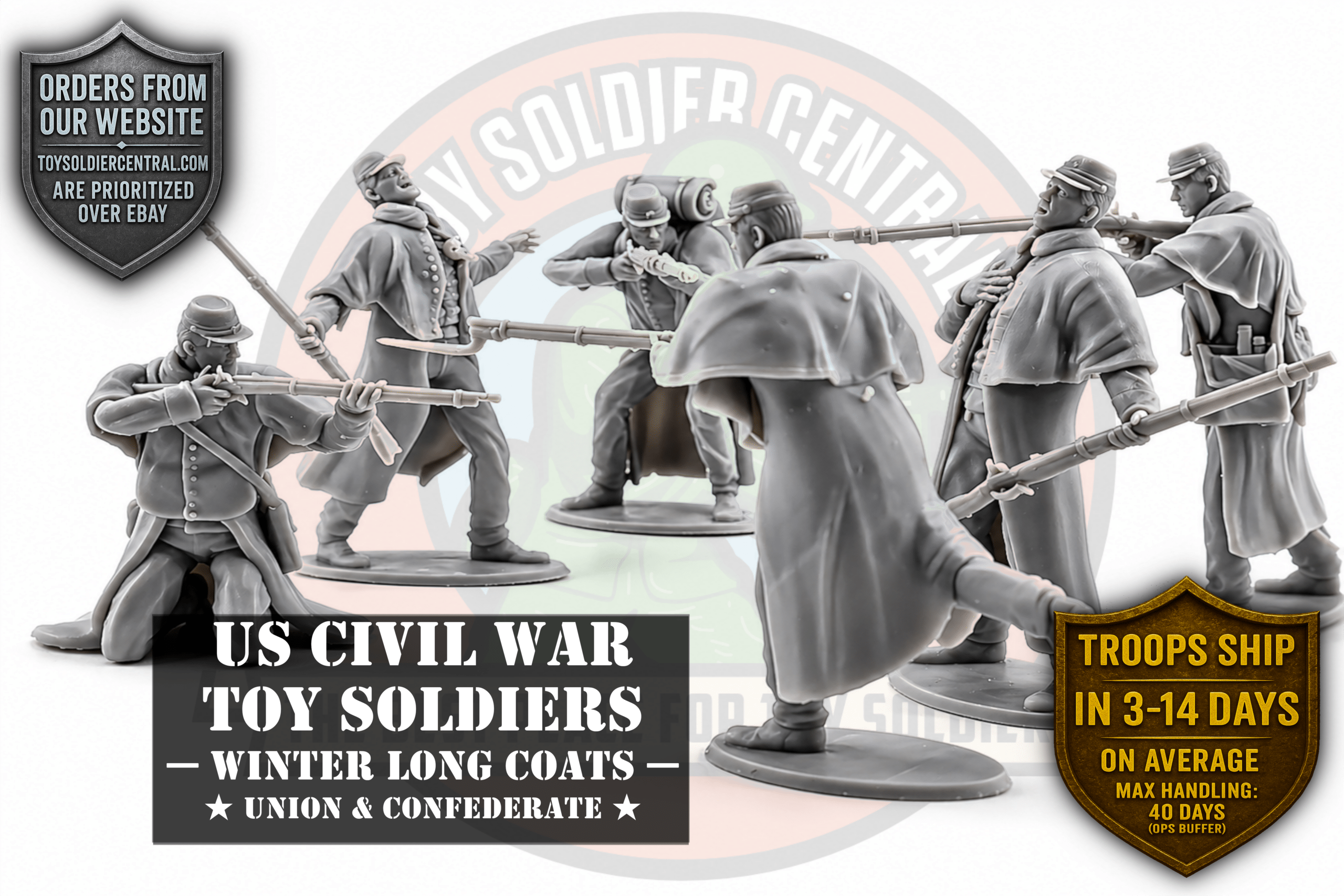 Civil War Long Coat Toy Soldiers In Battle without base