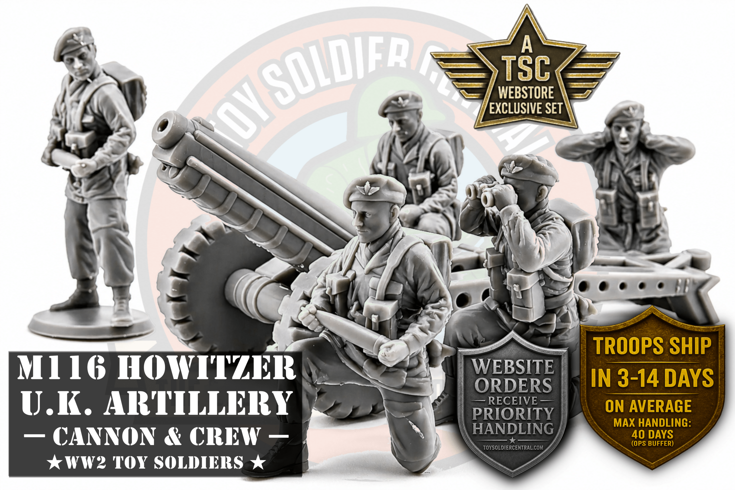 british paratroopers m116 howitzer toy soldier set without bases tsc exclusive