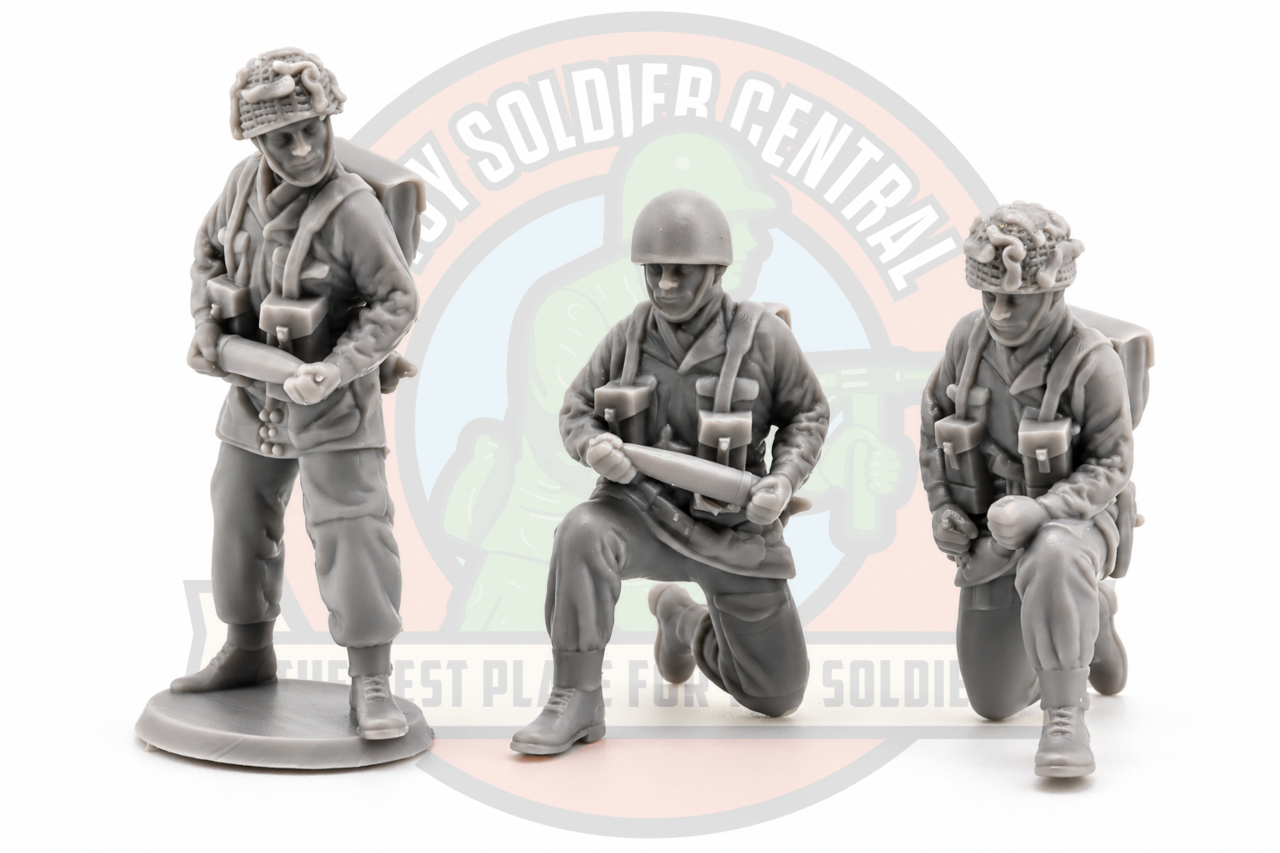 british ww2 cannon crew army men grey