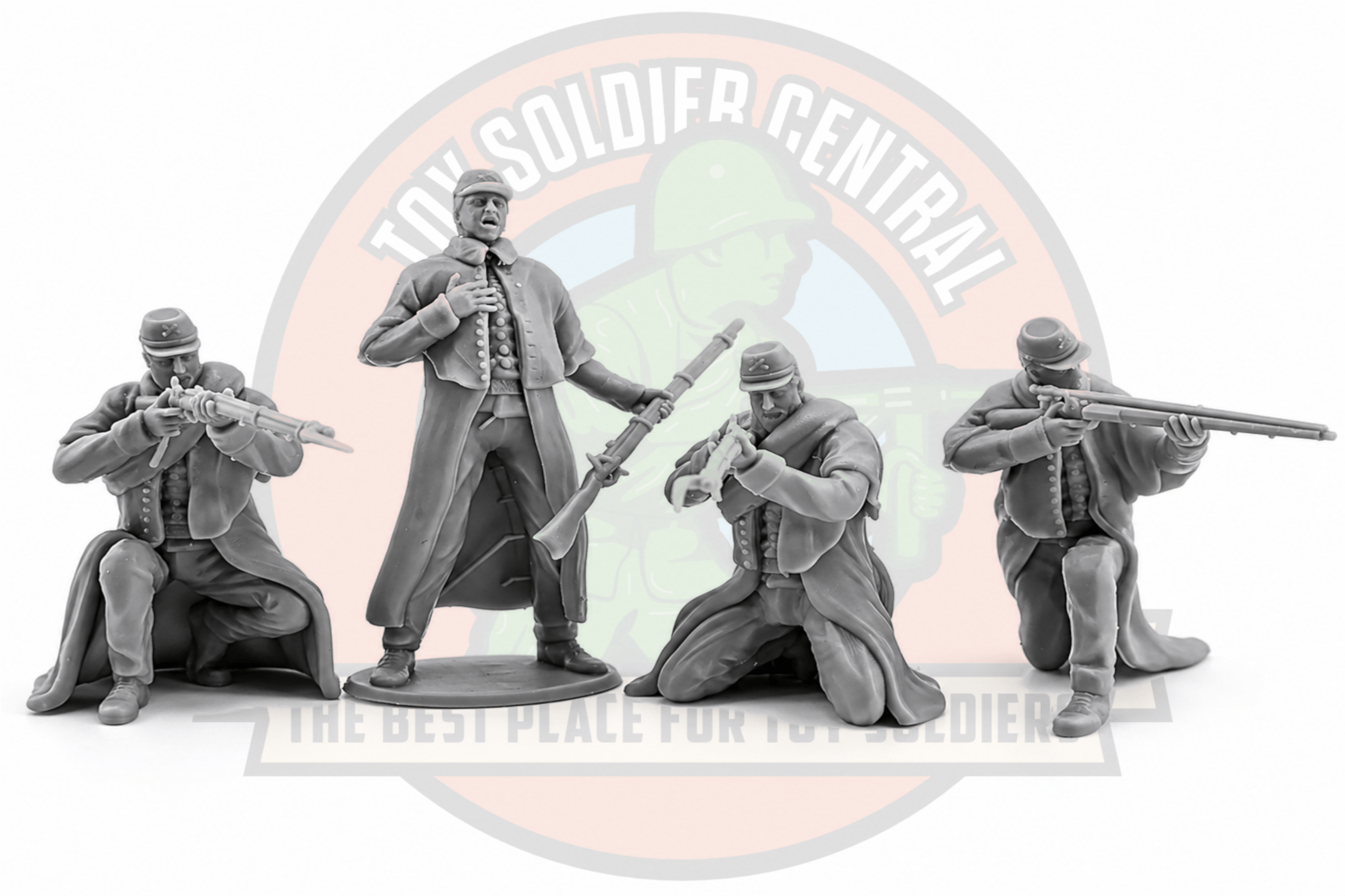 crouching civil war toy soldiers grey